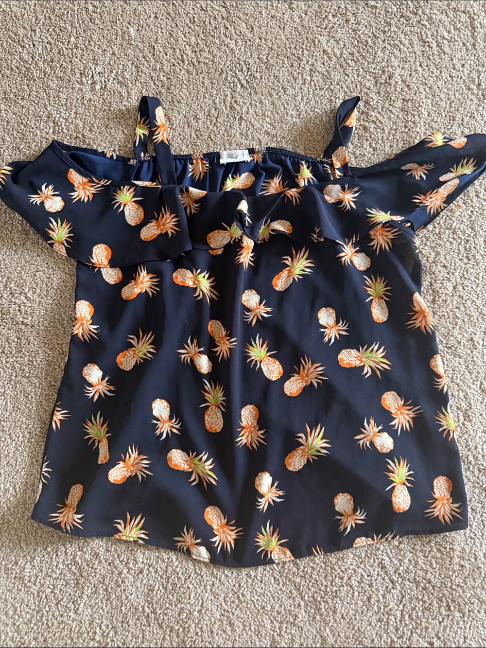 Sienna Sky Black Pineapple Print Cold-Shoulder Cami